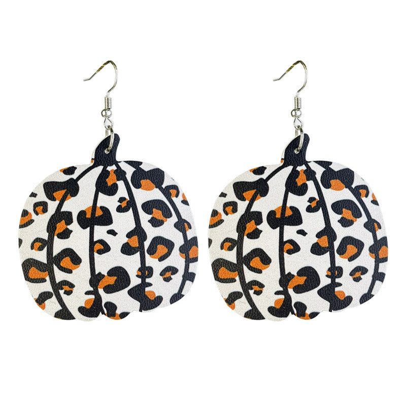 Wholesale 2 Pairs/pack Pumpkin Collection Halloween Leather Earrings